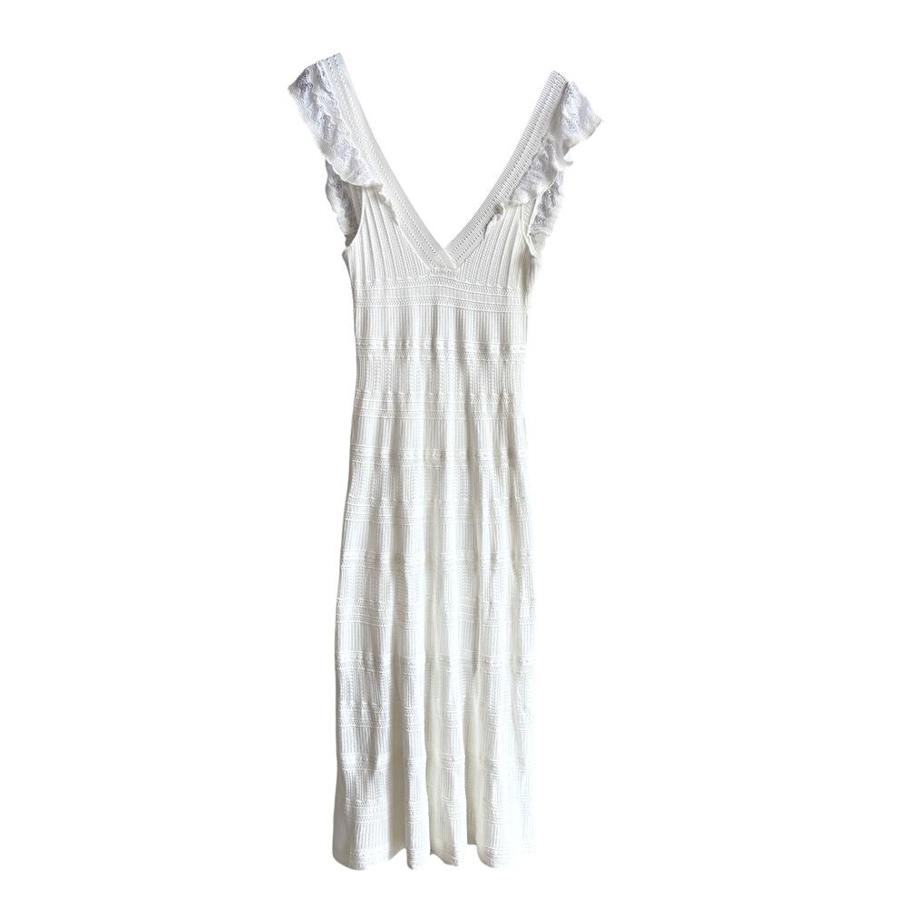 La Maille Sezane Isabella white maxi dress NWT, Size L
